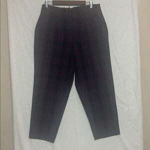 Navy, Turquoise, and Pink Pleated, Tapered, Cropped Pants. Size 12